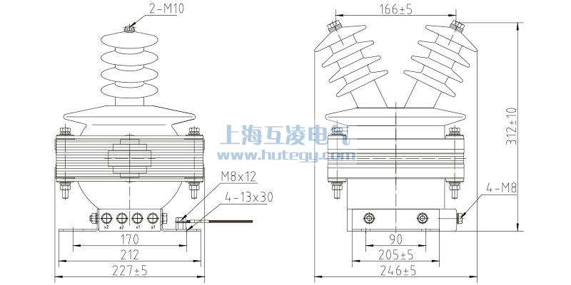 FDEG8放電線圈外形尺寸，F(xiàn)DGE8/11/√3-1.7-1尺寸圖